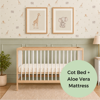 Mini Cot Bed With Aloe Vera Mattress - White Beech (120x60)