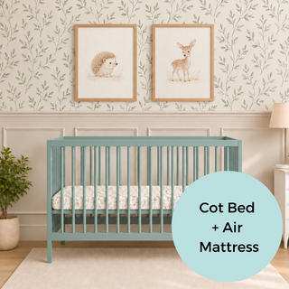 Mini Cot Bed With Luxury Breathable Air Mattress - Stone Teal (120x60)