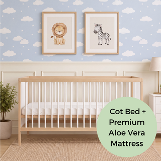 Midi Cot Bed With Premium Aloe Vera Mattress - White Beech (140x70)