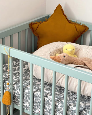 Midi Cot Bed - Stone Teal (140 x 70) Solid Beechwood - Mokee