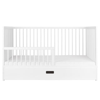 Midi Cot Bed With Mattress - Ultimate Natural Bundle 5 in 1 - White (140x70) - Mokee