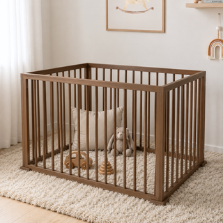 Mokee Foldable Playpen - Walnut