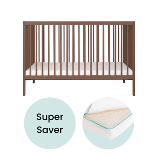Mini Cot Bed With Luxury Breathable Air Mattress - Walnut - Mokee