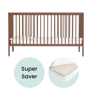 Midi Cot Bed With Luxury Breathable Air Mattress - Walnut - Mokee