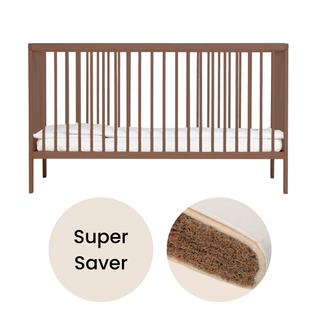 Midi Cot Bed With Natural Mattress - Walnut (140x70) - Mokee