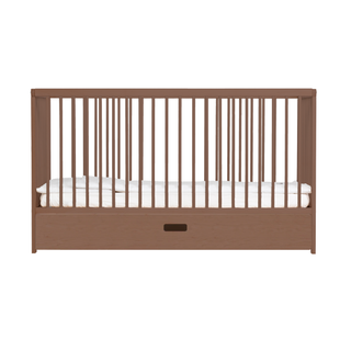 Midi Cot Bed With Drawer & Luxury Breathable Air Mattress - Walnut - Mokee