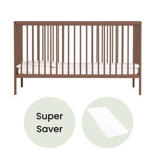 Midi Cot Bed With Aloe Vera Mattress - Walnut (140x70) - Mokee