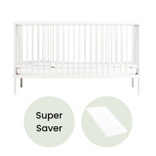Midi Cot Bed With Aloe Vera Mattress - White (140x70) - Mokee