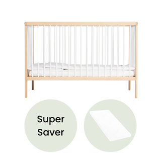 Mini Cot Bed With Aloe Vera Mattress - White Beech (120x60) - Mokee