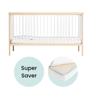 Midi Cot Bed With Luxury Breathable Air Mattress - White Beech - Mokee