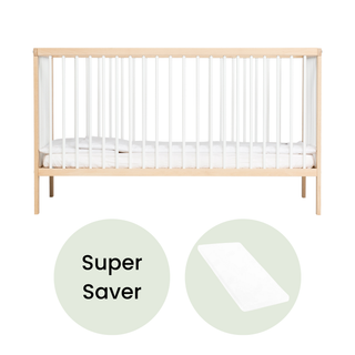 Midi Cot Bed With Aloe Vera Mattress - White Beech (140x70) - Mokee