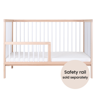 Mini Cot Bed With Aloe Vera Mattress - White Beech (120x60) - Mokee