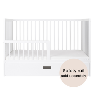 Mini Cot Bed with Drawer -  White - Mokee