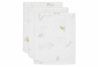 Jollein Washcloth Muslin 15x20cm - Lovely Birds - 3 pack - Mokee