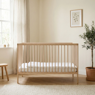 Mini Cot Bed 4-Piece Nursery Furniture Set - Beech
