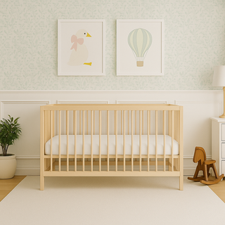Mini Cot Bed - Beech (120x60) Untreated Solid Beechwood - Mokee