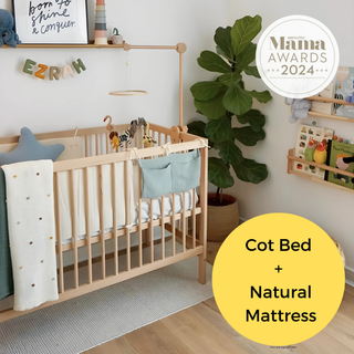 Mini Cot Bed With Natural Mattress- Beech