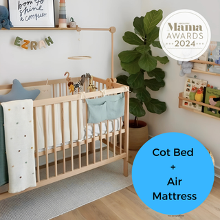 Mini Cot Bed With Luxury Breathable Air Mattress- Beech