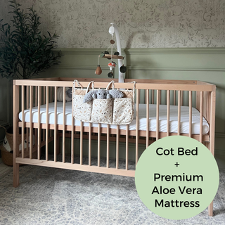 Midi Cot Bed With Premium Aloe Vera Mattress - Beech (140x70)