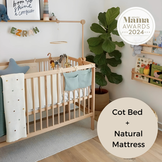 Mini Cot Bed With Natural Mattress- Beech - Mokee