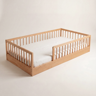 Montessori Toddler Floor Bed - Beech (140x70) Solid Beechwood