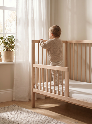 Mini Cot Bed 4-Piece Nursery Furniture Set - Beech