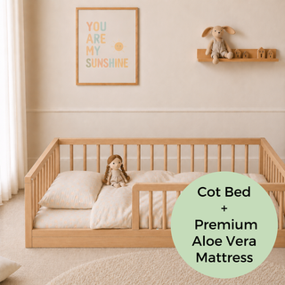 Montessori Toddler Floor Bed with Premium Aloe Vera Mattress - Beech (140x70)