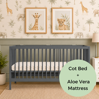 Midi Cot Bed With Aloe Vera Mattress - Stone Blue (140x70)