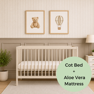 Mini Cot Bed With Aloe Vera Mattress - Cashmere (120x60)
