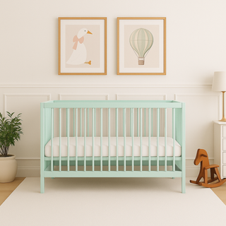 Mini Cot Bed With Premium Aloe Vera Mattress - Dusty Aqua (120x60)