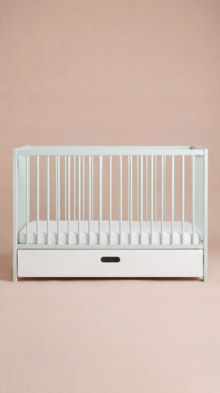 Mini Cot Bed - Dusty Aqua (120x60) Solid Beechwood