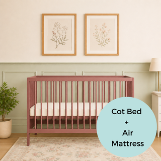 Mini Cot Bed With Luxury Breathable Air Mattress - Dusty Rose (120x60)