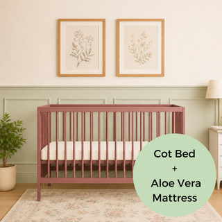 Mini Cot Bed With Aloe Vera Mattress - Dusty Rose (120x60)