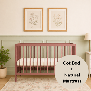 Mini Cot Bed With Natural Mattress - Dusty Rose (120x60)