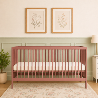 Midi Cot Bed With Natural Mattress - Dusty Rose (140x70) - Mokee