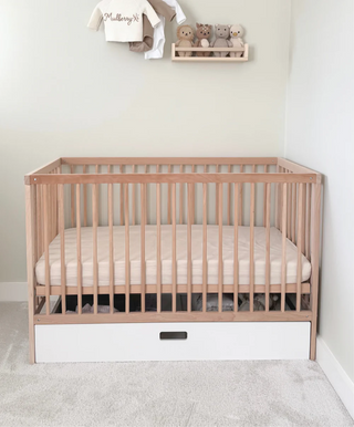 Mini Cot Bed With Mattress - Essential Drawer Bundle 5 in 1 - Beech - Mokee