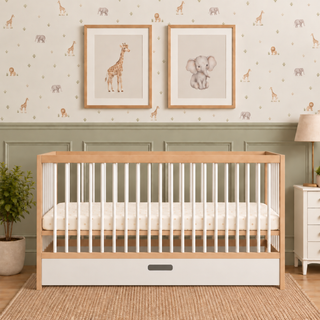 Midi Cot Bed with Drawer -  White Beech (140x70)