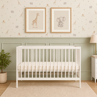 Mini Cot Bed White (120x60) Solid Beechwood