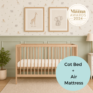 Mini Cot Bed With Luxury Breathable Air Mattress - Beech (120x60)