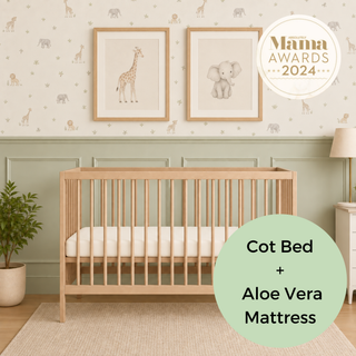 Mini Cot Bed With Aloe Vera Mattress - Beech (120x60)