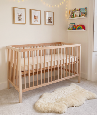 Mini Cot Bed - Beech (120x60) Untreated Solid Beechwood