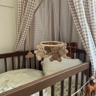 Mini Cot Bed With Drawer & Luxury Breathable Air Mattress - Walnut (120x60)