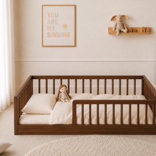 Montessori Toddler Floor Bed - Walnut (140x70) Solid Beechwood