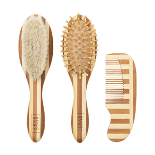 Baby Bamboo Brush Set - Natural/Walnut Stripe