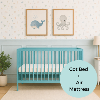 Mini Cot Bed With Luxury Breathable Air Mattress - Ocean Teal (120x60)