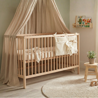 Mini Cot Bed 4-Piece Nursery Furniture Set - Beech