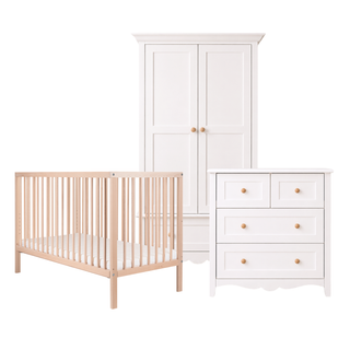Mini Cot Bed 3-Piece Nursery Furniture Set - Beech - Mokee