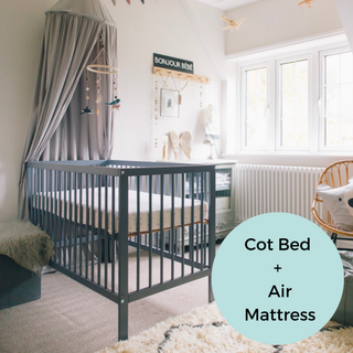 Midi Cot Bed With Luxury Breathable Air Mattress - Stone Blue - Mokee