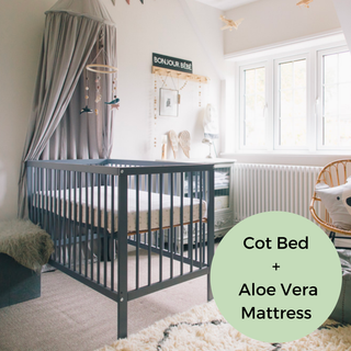 Midi Cot Bed With Aloe Vera Mattress - Stone Blue (140x70) - Mokee