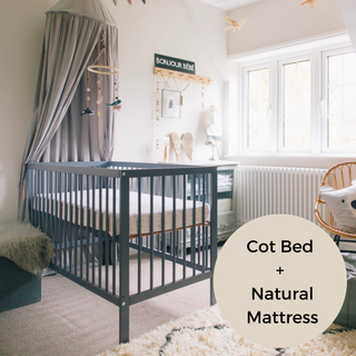 Midi Cot Bed With Natural Mattress - Stone Blue (140x70) - Mokee